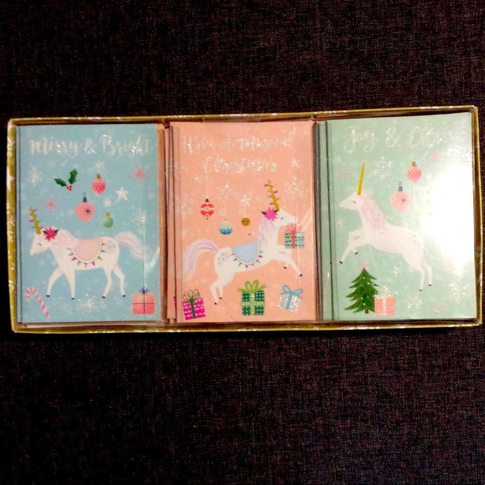 Magical Unicorn Christmas greeting cards